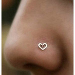 Open Heart L-Shaped Gold Nose Ring